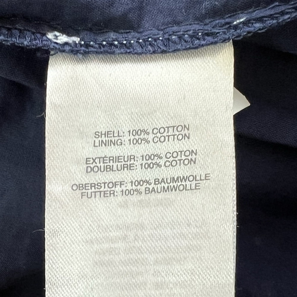 J. Crew Navy Blue Sleeveless Eyelet Dress Sz 12 A-Line‎ Flounce Hem Tie Waist - Picture 15 of 15
